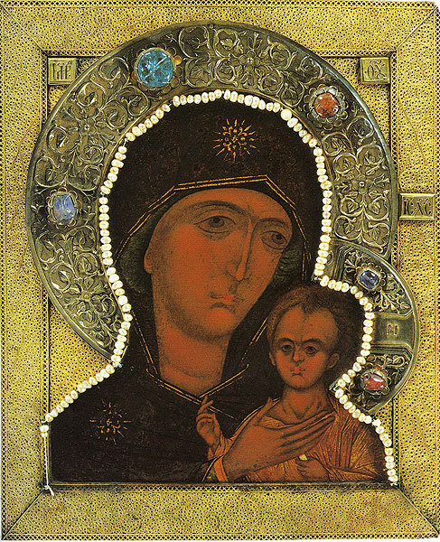 Icon.The Petrovskaya Virgin. 15th century.  