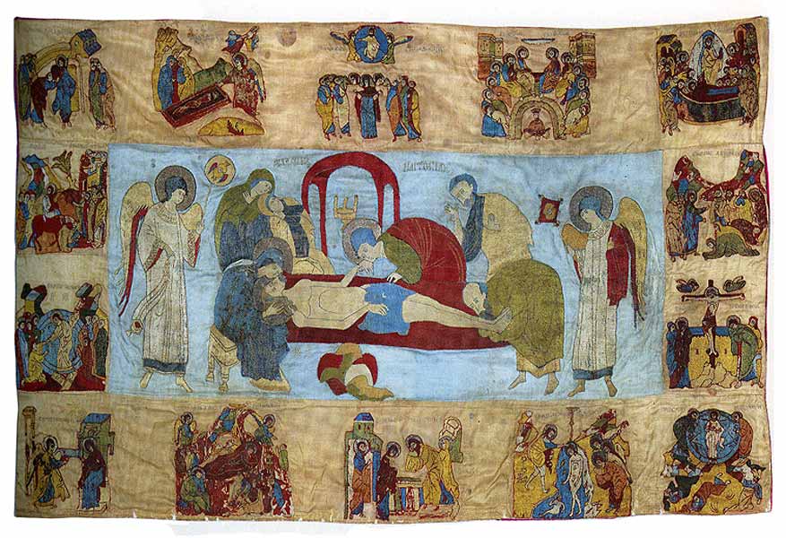 The Entombment and Feasts. Shroud. Late 15th century