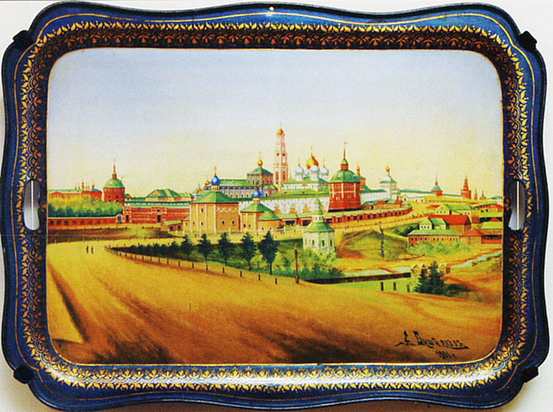 Tray with a view of the Trinity-St. Sergius Lavra. 1901