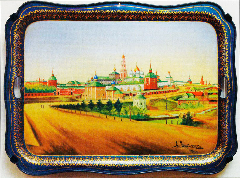 Tray  with a view of the Trinity-St. Sergius Lavra.  1901.