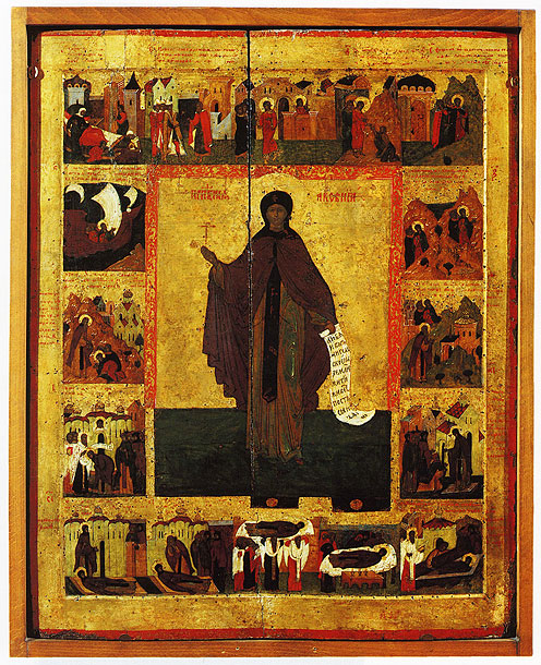 Icon. St. Xenia and the Scenes from Her Life. 1551. 