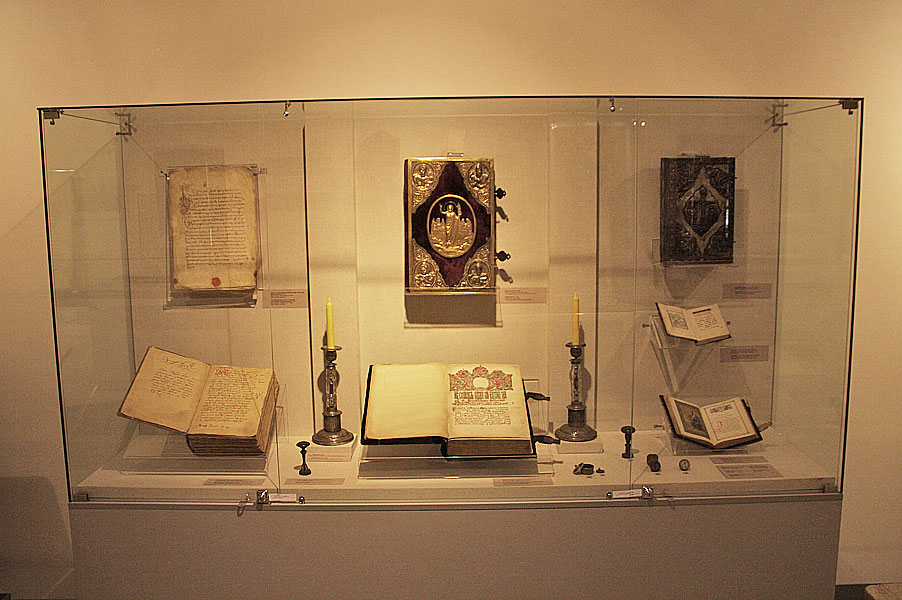 Showcase with books, letters and seals.17th-20th centuries.
