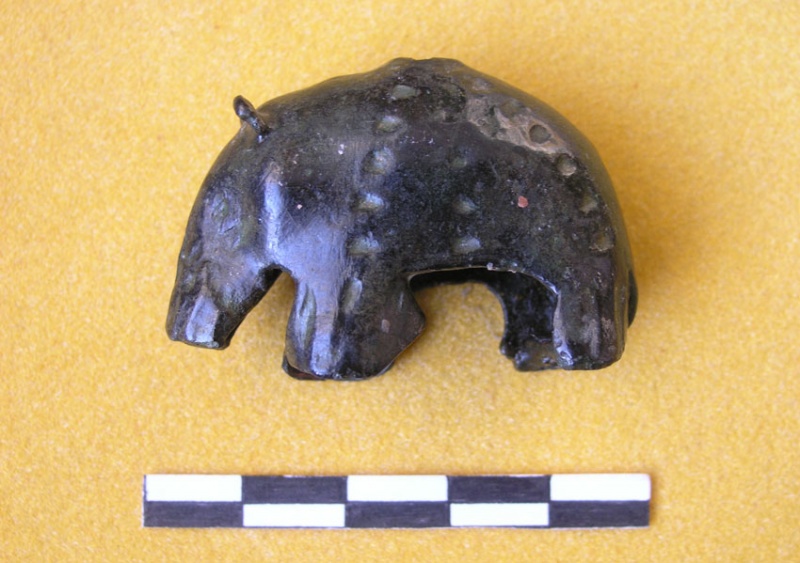 Bronze bear-pendant. Found at the Radonezh hill fort. 8th century.