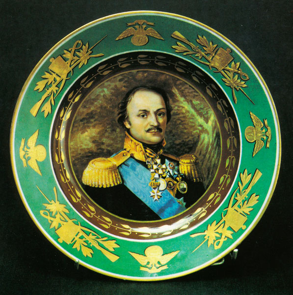 Plate with a portrait of M.I. Platov. 1830 - 1840s.