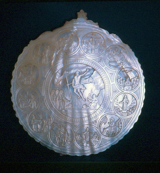2.	Icon carved in mother-of-pearl shell. The Resurrection of Christ. Feasts. Palestine. 1867.