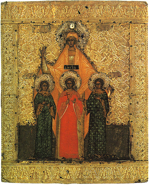 Icon.  Sophia, Vera, Nadezhda and Lyubov. 15th c.